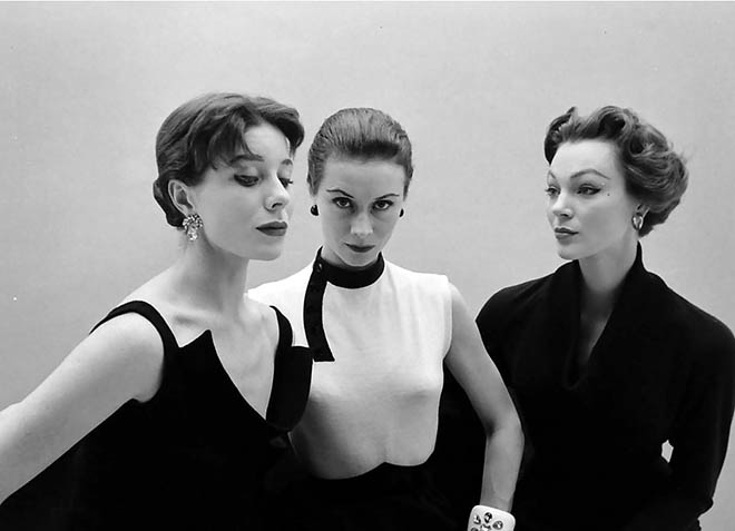 Bettina Graziani, Sophie Malgat and Ivy Nicholson wearing Givenchy, photographed by Nat Farbman