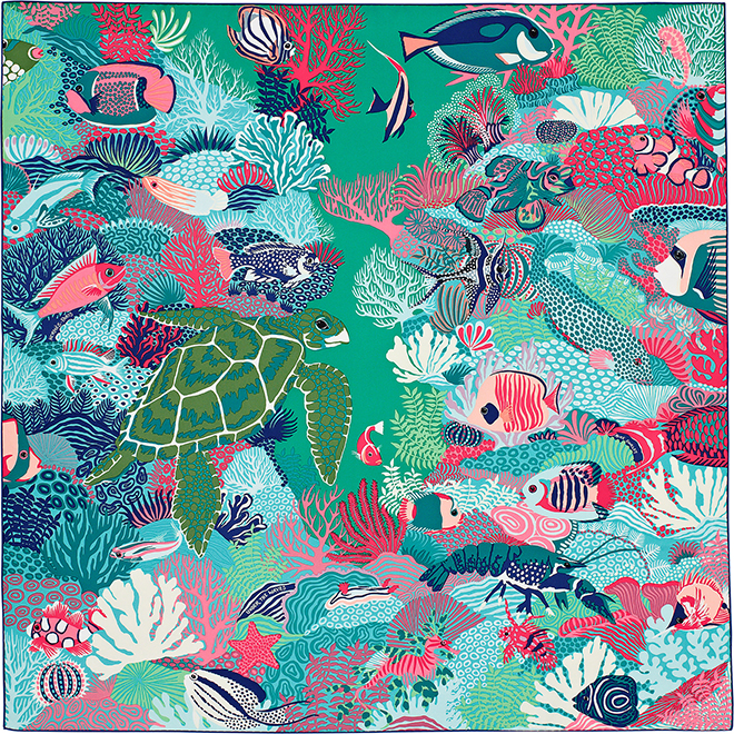 Hermes silk scarf design by Alice Shirley Under the Waves illustrates Australias barrier reef 2